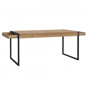 Table de repas avec tiroirs en bois effet chêne - vue de 3/4 - MIAMI