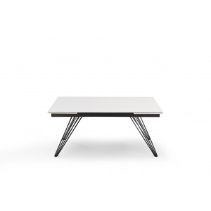Table extensible en céramique blanc pure L160/240cm - Pieds n°4 : Type 4 pieds - UNIK
