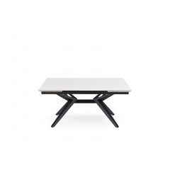Table extensible en céramique blanc pure L160/240cm - Pieds n°5 : Type Z + barre centrale - UNIK
