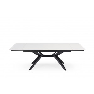 Table extensible en céramique blanc pure L160/240cm - Pieds n°5 : Type Z + barre centrale - UNIK