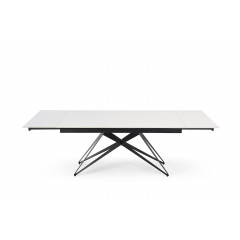 Table extensible en céramique blanc pure L160/240cm - Pieds n°6 : Type design épuré - UNIK