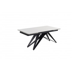 Table extensible en céramique blanc pure L160/240cm - Pieds n°6 : Type design épuré - UNIK