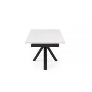 Table extensible en céramique blanc pure L160/240cm - Pieds n°7 : Type croix pleine - UNIK