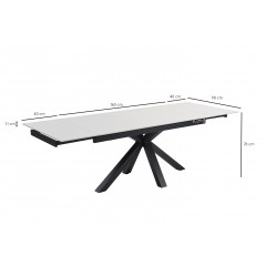 Table extensible en céramique blanc pure L160/240cm - Pieds n°7 : Type croix pleine - UNIK