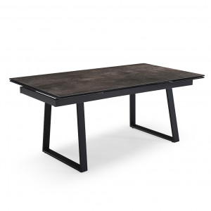 Table extensible en céramique finition iron L160/240cm - Pieds n°1 : Type luge - UNIK