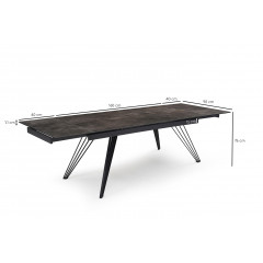 Table extensible en céramique finition iron L160/240cm - Pieds n°4 : Type 4 pieds - UNIK