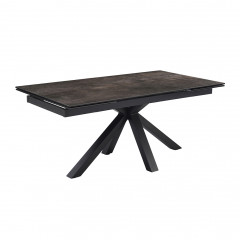 Table extensible en céramique finition iron L160/240cm - Pieds n°7 : Type croix pleine - UNIK