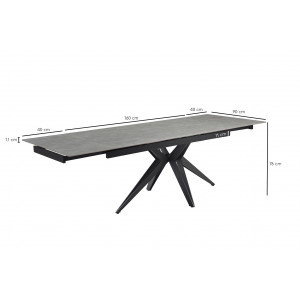 Table extensible en céramique marbre grey L160/240cm - Pieds n°2 : Type croix ajouré - UNIK