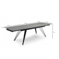 Table extensible en céramique marbre grey L160/240cm - Pieds n°4 : Type 4 pieds - UNIK