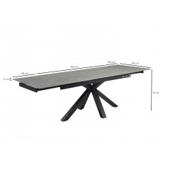 Table extensible en céramique marbre grey L160/240cm - Pieds n°7 : Type croix pleine - UNIK
