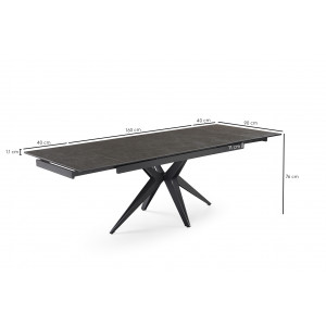 Table extensible en céramique vintage grey L160/240cm - Pieds n°2 : Type croix ajouré - UNIK