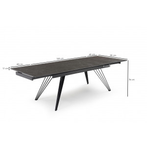 Table extensible en céramique vintage grey L160/240cm - Pieds n°4 : Type 4 pieds - UNIK