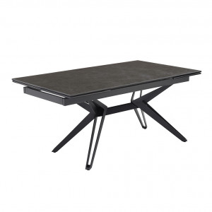 Table extensible en céramique vintage grey L160/240cm - Pieds n°5 : Type Z + barre centrale - UNIK