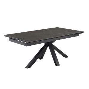 Table extensible en céramique vintage grey L160/240cm - Pieds n°7 : Type croix pleine - UNIK