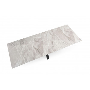 Table extensible en céramique gris brillant L160/240cm - zoom plateau - UNIK
