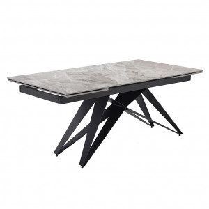 Table extensible en céramique gris brillant L160/240cm - Pieds n°6 : Type design épuré - UNIK