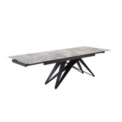 Table extensible en céramique gris brillant L160/240cm - Pieds n°6 : Type design épuré - UNIK