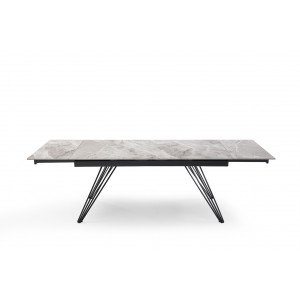 Table extensible en céramique gris brillant L160/240cm - Pieds n°4 : Type 4 pieds - UNIK
