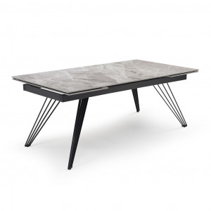 Table extensible en céramique gris brillant L160/240cm - Pieds n°4 : Type 4 pieds - UNIK