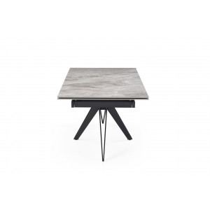 Table extensible en céramique gris brillant L160/240cm - Pieds n°2 : Type croix ajouré - UNIK