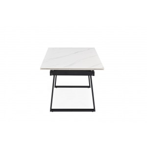 Table extensible en céramique marbre blanc L160/240cm - Pieds n°1 : Type luge - UNIK