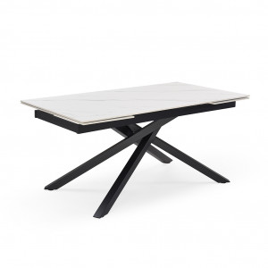 Table extensible en céramique marbre blanc L160/240cm - Pieds n°3 : Type étiré - UNIK