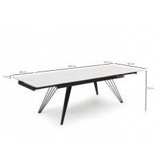 Table extensible en céramique marbre blanc L160/240cm - Pieds n°4 : Type 4 pieds - UNIK