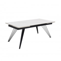 Table extensible en céramique marbre blanc L160/240cm - Pieds n°4 : Type 4 pieds - UNIK