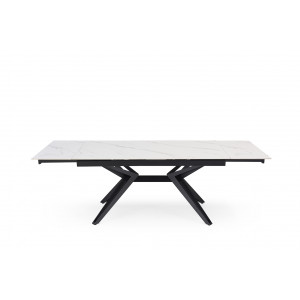 Table extensible en céramique marbre blanc L160/240cm - Pieds n°5 : Type Z + barre centrale - UNIK