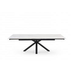 Table extensible en céramique marbre blanc L160/240cm - Pieds n°7 : Type croix pleine - UNIK