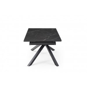 Table extensible en céramique marbre noir L160/240cm - Pieds n°3 : Type étiré - UNIK