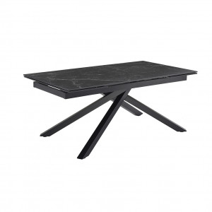 Table extensible en céramique marbre noir L160/240cm - Pieds n°3 : Type étiré - UNIK