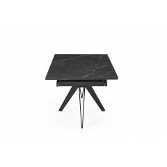 Table extensible en céramique marbre noir L160/240cm - Pieds n°2 : Type croix ajouré - UNIK