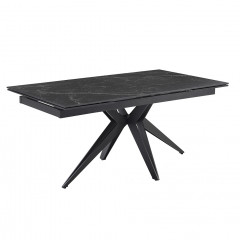 Table extensible en céramique marbre noir L160/240cm - Pieds n°2 : Type croix ajouré - UNIK
