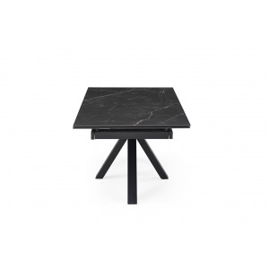 Table extensible en céramique marbre noir L160/240cm - Pieds n°7 : Type croix pleine - UNIK