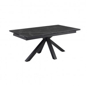 Table extensible en céramique marbre noir L160/240cm - Pieds n°7 : Type croix pleine - UNIK