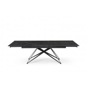 Table extensible en céramique marbre noir L160/240cm - Pieds n°6 : Type design épuré - UNIK