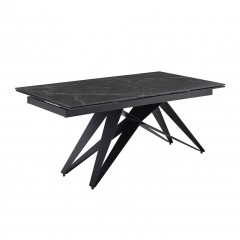 Table extensible en céramique marbre noir L160/240cm - Pieds n°6 : Type design épuré - UNIK