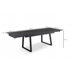 Table extensible en céramique marbre noir L160/240cm - Pieds n°1 : Type luge - UNIK