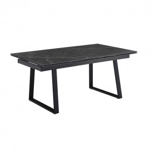 Table extensible en céramique marbre noir L160/240cm - Pieds n°1 : Type luge - UNIK