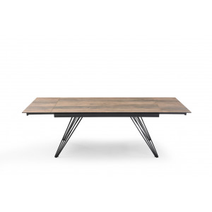 Table extensible en céramique finition bois L160/240cm - Pieds n°4 : Type 4 pieds - UNIK