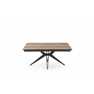 Table extensible en céramique finition bois L160/240cm - Pieds n°2 : Type croix ajouré - UNIK