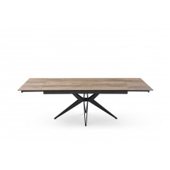 Table extensible en céramique finition bois L160/240cm - Pieds n°2 : Type croix ajouré - UNIK