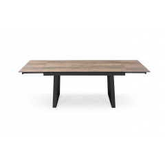 Table extensible en céramique finition bois L160/240cm - Pieds n°7 : Type croix pleine - UNIK