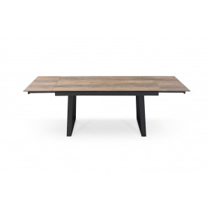 Table extensible en céramique finition bois L160/240cm - Pieds n°7 : Type croix pleine - UNIK