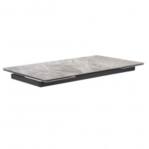 Table extensible en céramique gris brillant L160/240cm - vue de 3/4 - UNIK