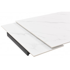 Table de repas avec plateau marbre blanc - Z + barre centrale - PIEDS N°5