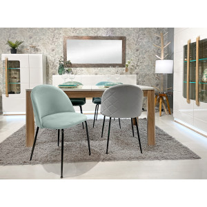 Chaise design en velours dossier capitonné - coloris vert
 - vue en ambiance - CLEA