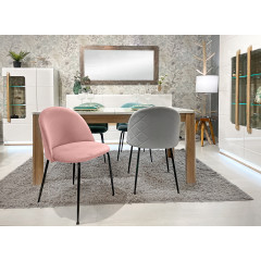 Chaise design en velours dossier capitonné - coloris rose - vue en ambiance - CLEA