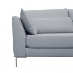 Canapé d'angle gauche en tissu chiné gris avec piètements fins en métal chromé - zoom accoudoir - FANNY